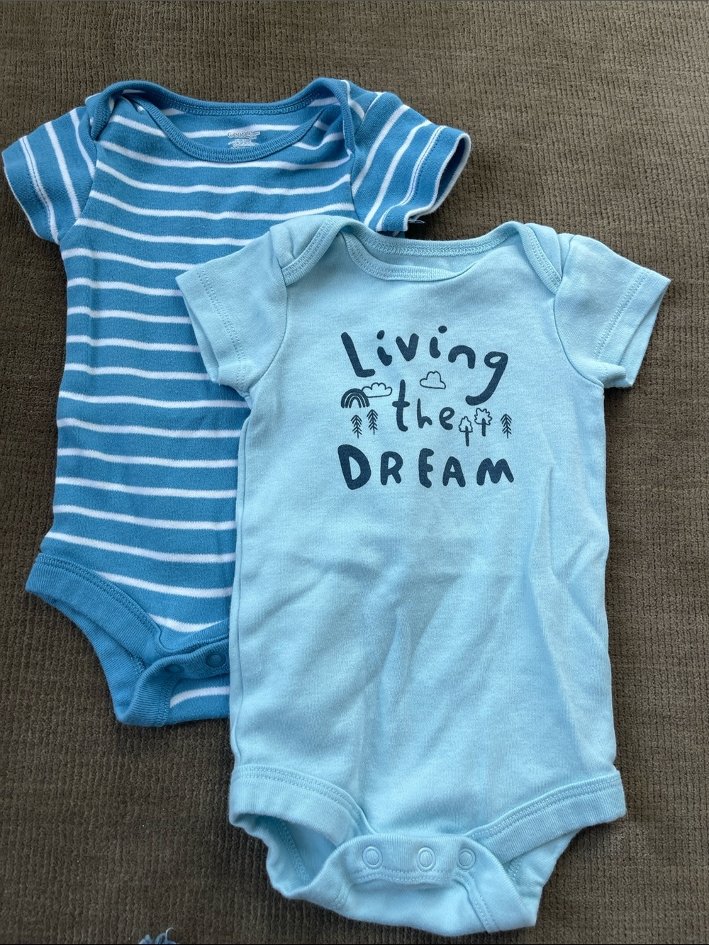 George Light Blue & Aqua Striped Baby One-Piece Bodysuits - Pack of 2